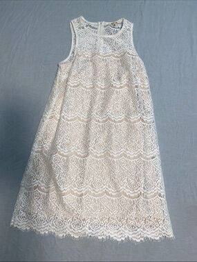 bleuh ciel White Lace A-Line Dress for Girls
